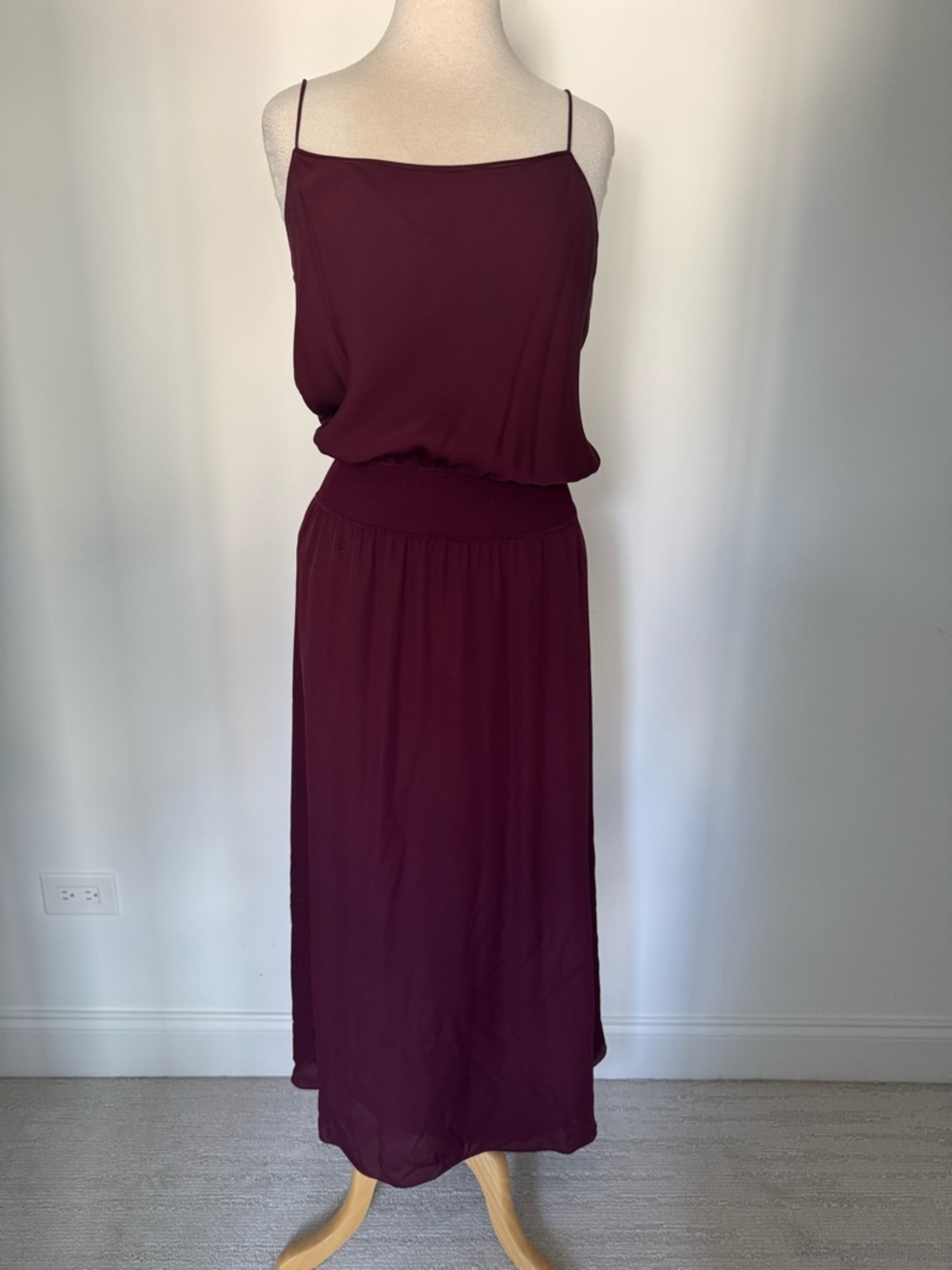 NEW Theory Women's Silk Dress Rib WB Bordeaux Size L